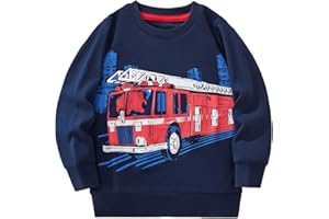 POPSHION Toddler Boys Sweatshirts Dinosaur Long Sleeve Pullover Crewneck Shirts Cartoon Tee Sport Tops for Kids 1-8T