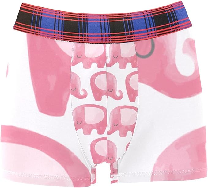 DEYYA Cute Elephants Pink Closing Eyes Print Men's Breathable Underwear