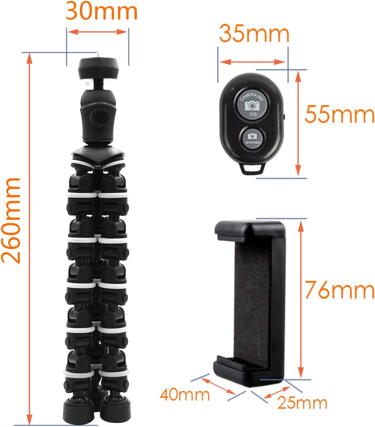 Phone Tripod, Linkcool Octopus Phone Tripod Portable and Adjustable Tripod Stand Holder with Universal Clip and Bluetooth Remote Compatible with Most Smartphones, GoPros, and Digital Cameras : Camera & Photo