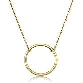 MAX + STONE 10k Yellow Gold Open Circle Pendant Necklace for Women | Real Gold Adjustable 16-18 Inch Dainty Karma Necklace