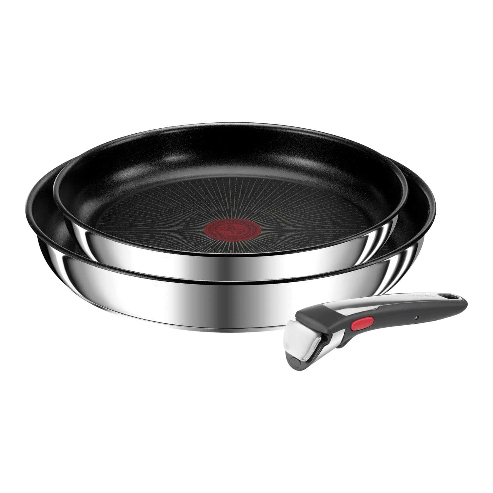 Tefal Ingenio Preference On 3-teiliges Pfannenset abnehmbarer Griff, 22/26 cm, stapelbar, platzsparend, Topfset Induktion mit Antihaftversiegelung, einfache Handhabung und Reinigung, L97490