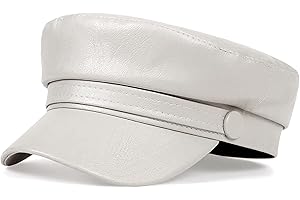 MESU Women PU Leather Newsboy Cap Beret Hat Flat Top Beret