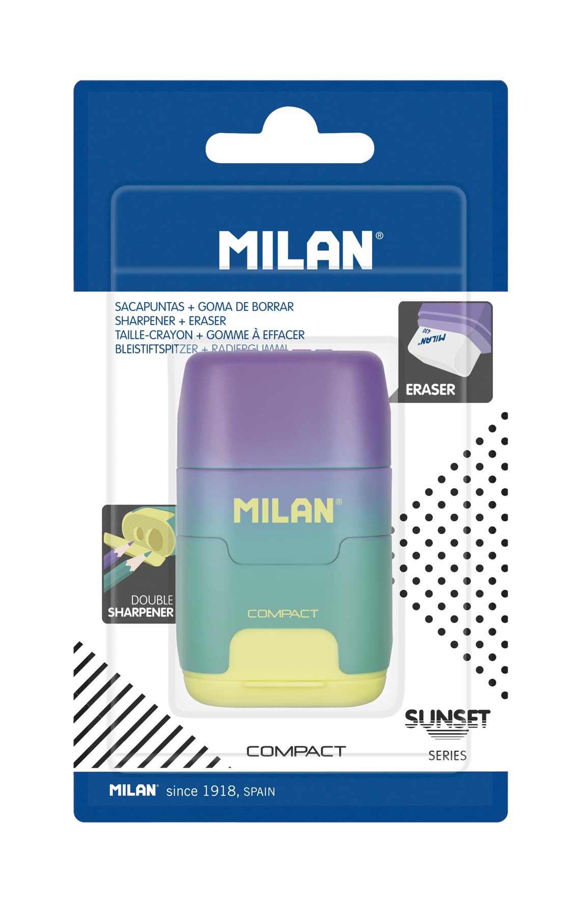 MILAN Blister Sharpening Compact Sunset Turquoise - Yellow