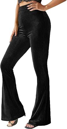 Solid Flare Leg Velvet Pants 