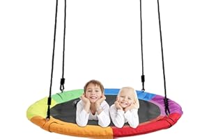 IHOMEPARK Tree Swings for Kids Outdoor, 40 Inch Diameter 600lb Weight & Adjustable Hanging Ropes Tree Swings, Great for Playground Swing, Backyard and Playroom(6 Colors)