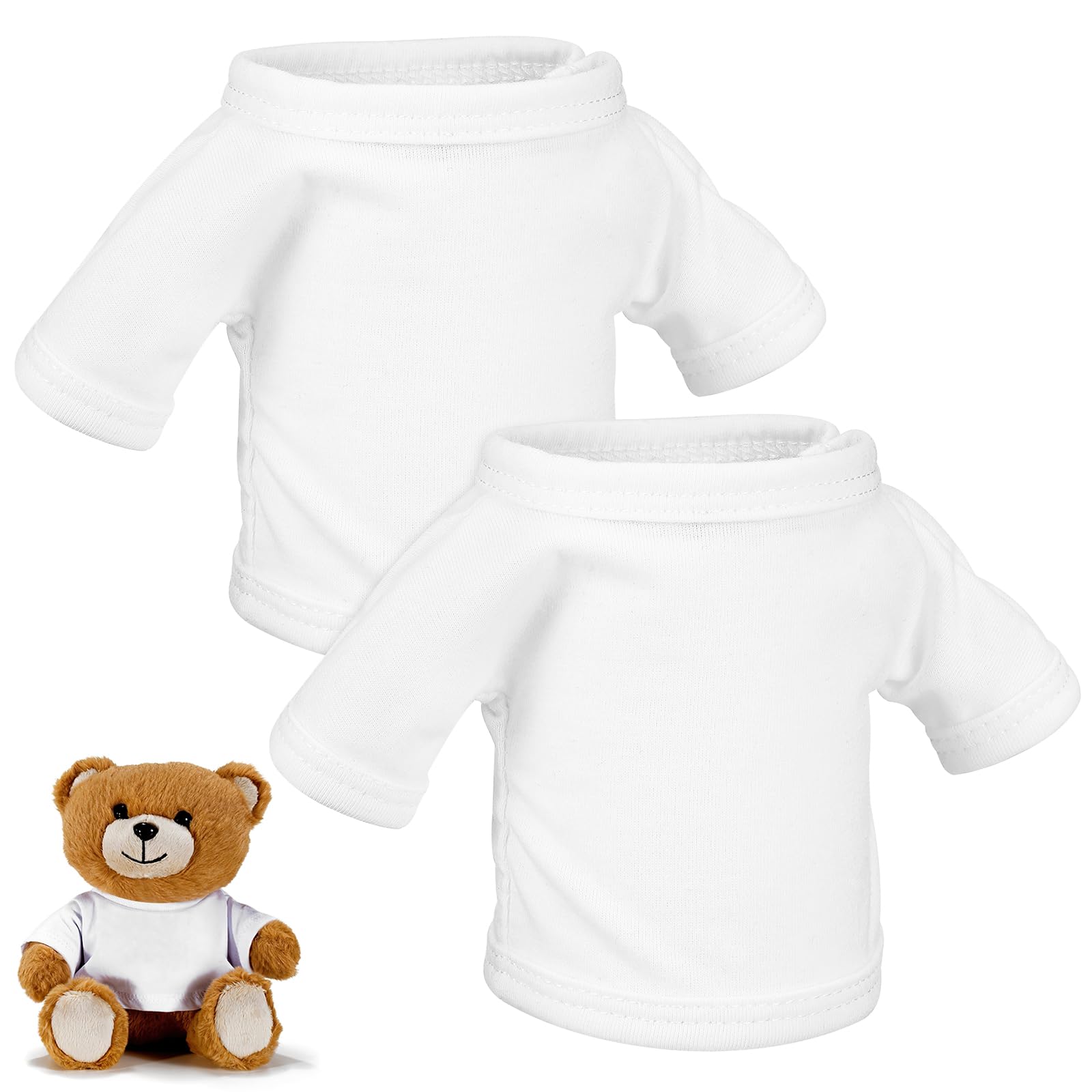 Vaguelly 2Pcs Bear Doll Clothes Comfortable Imitation Cotton Short-sleeved Dress Up Outfit Replaceable Doll Costume for Boy Girl Accessory for Stuffed Animals