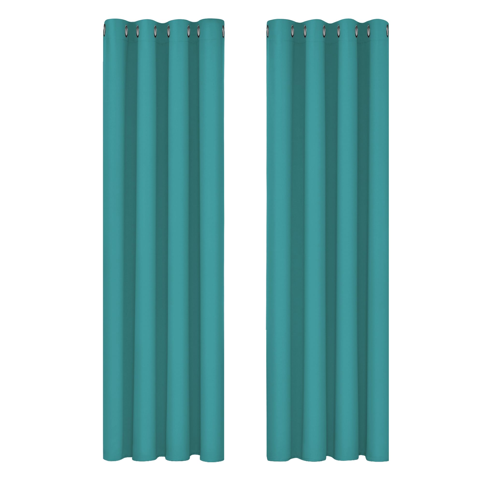 Deconovo Super Soft Solid Thermal Insulated Eyelet Bedroom Blackout Curtains for Girls 46 x 90 Inch Turquoise 1 Pair