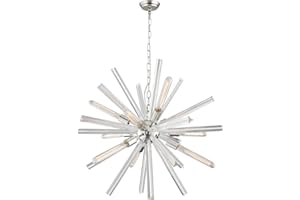 ZIRALIO 9-Light Sputnik Chandelier Clear Glass Starburst Chandelier for Dining Room Living Room Kitchen Island Bedroom, 23.62in, YB3189PNC