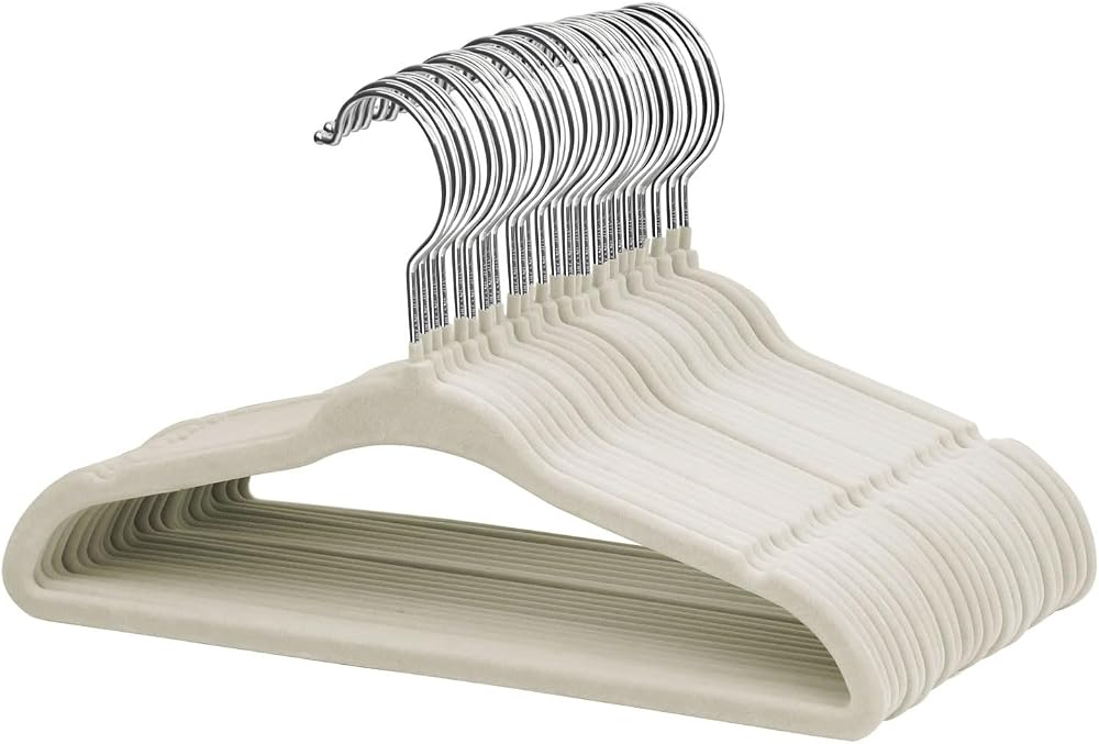 ManGotree Baby Velvet Hangers 30 Pack Non-Slip Space Saving Beige
