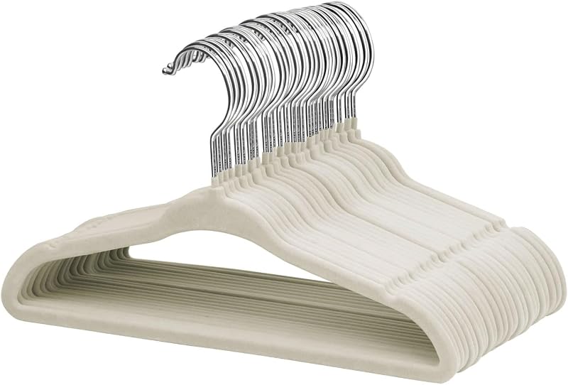 ManGotree Baby Velvet Hangers 30 Pack Non-Slip Space Saving Beige