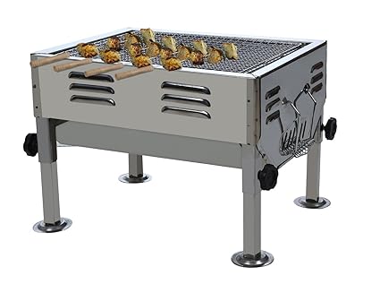 Fabrilla Portable Charcoal Barbeque Grill Set (Silver)