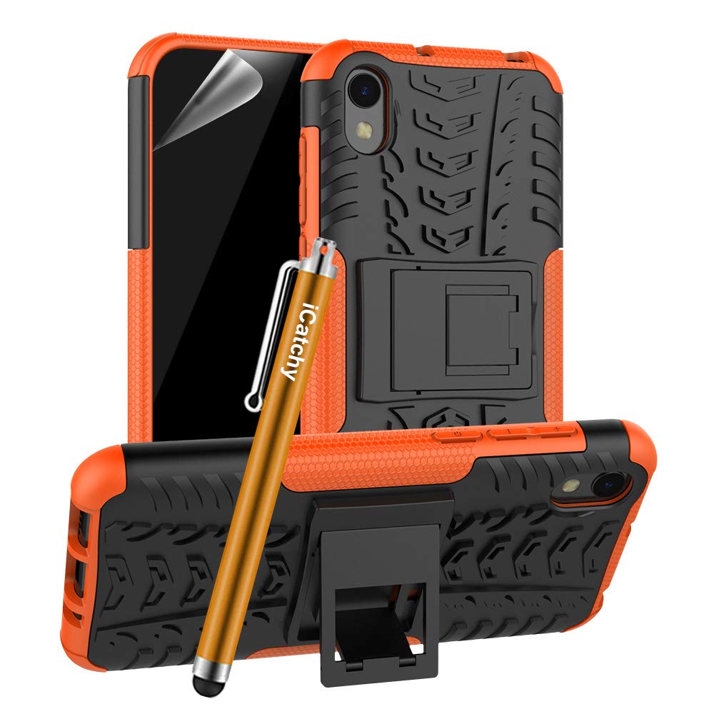 iCatchy Honor 8S Case Heavy Duty Tough Rugged Shockproof Hybrid Kickstand Hard Case Cover for Huawei Honor 8S (Orange)