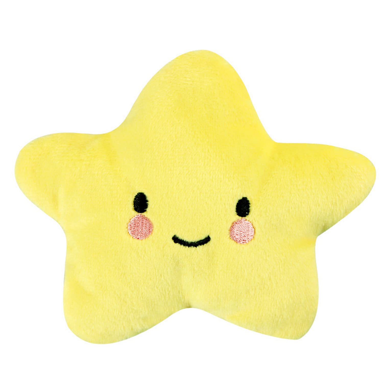 QLLQ Pet Toy with Sound Star Series Cats and Dogs Teeth Cleaning Squeaky Plush Chew Toy (Yellow), Polyester
