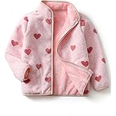 YUHANWOO Kids Printed Polar Fleece Jacket Toddler Baby Boys Girls Autumn Winter Warm Sherpa Lining Outerwear Soft Lightweight