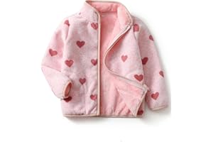 YUHANWOO Kids Printed Polar Fleece Jacket Toddler Baby Boys Girls Autumn Winter Warm Sherpa Lining Outerwear Soft Lightweight