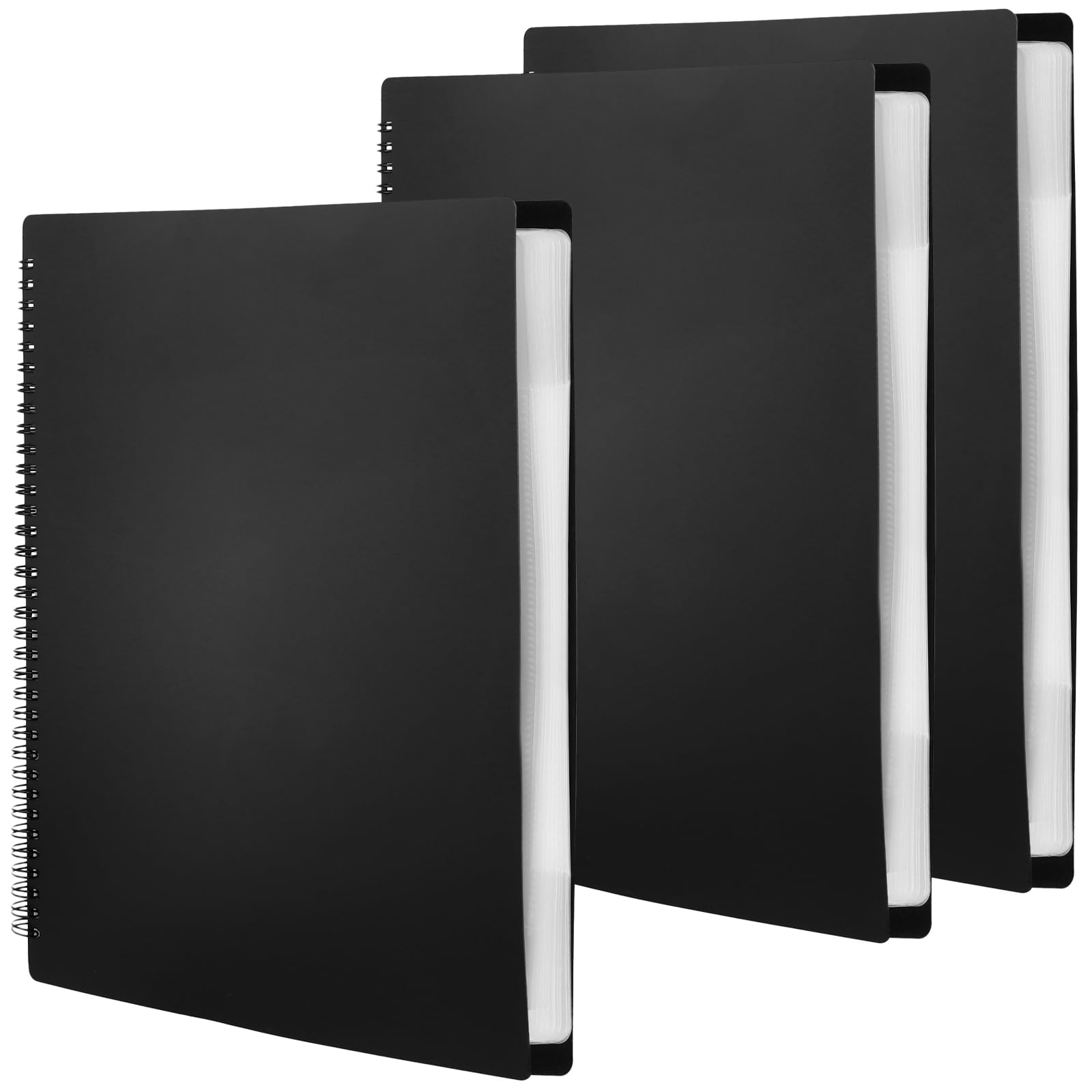 TAICHEUT 3PCS A4 Black Music Folder, 30 Pockets/60Pages Modify Piano Score Mark Music Clef Sheet Music File Folder, Plastic Sheet Music Folder, Blank Concert Choral Folder for Musician Band