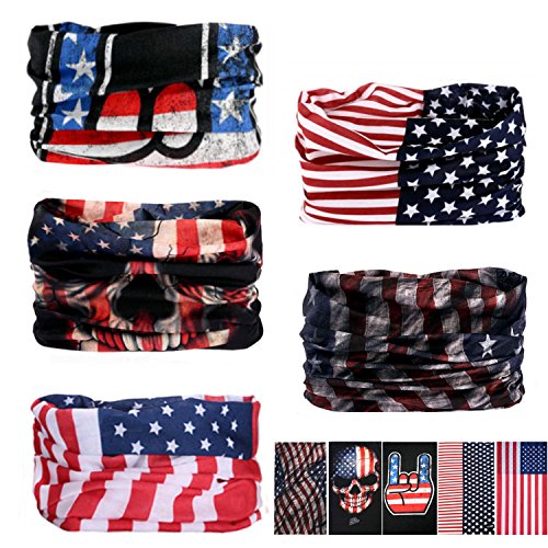 5 PCS UV Headwear Headband Head Wrap Neck Gaiter Mask Magic Scarf Tube Face Bandana Mask Balaclava Scarf Multifunctional Stretchable Versatile Sport Music Festivals Raves Riding Fishing Outdoors