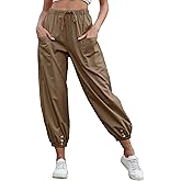 Women Capri Pants Lounge Drawstring High Elastic Waist Wide Leg Quick Dry Pants Cinch Bottom Trousers