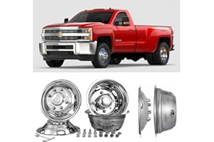 Lifeinfinity 4x 17 inches Polished Stainless Steel Dually Wheel Simulators, Bolt On Wheel Cover,8 Lug 5 Hand Hole Hubcaps for 2011-2025 Chevy GMC 3500 HD Dual Wheel Truck Cab Chassis Pickup 17C8