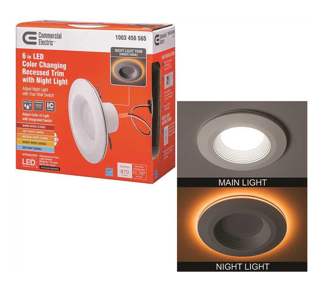 Commercial Electric 6 in. White Integrated LED Recessed Downlight with ...