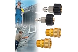 Pressure Washer Adapter Set, 2 Pair 3/8" Quick-Connect x M22-15mm Connections, 5000 PSI Quick-Connect High Pressure Hose Conn