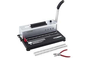 TIANSE Binding Machine, Spiral Coil Binder Machine, Manual Book Maker Punch Binder with Electric Coil Inserter,Suit for Letter Size / A4 / A5 with 100pcs 5/16'' Plastic Coil Binding Spines & Plier