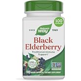 Nature's Way Black Elderberry Capsules, 1,150 mg per Serving, Vegan, 100 ct | Traditional Immune Support Supplement with Elderberry and Elderflower*, Plant-Powered Vegan Capsules