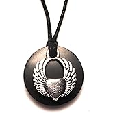 Karelia Creations Shungite Angel Wing Pendant & Necklace | Protection Filter Blocker | Grounding Cleansing Balancing | Gift Idea, Men, Women, Teens (Angel Wings)