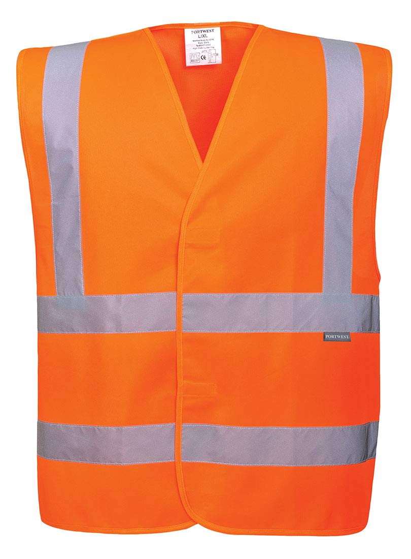 Portwest C470 Reflective Hi Vis Safety Vest Band and Brace Waistcoat Security Traffic Construction Workwear, Orange, 6X/7X