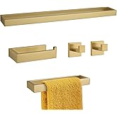 TNOMS Brushed Gold 5-Pieces Bathroom Hardware Set Towel Bar Set,Stainless Steel Bathroom Hardware 23.6 Inch Towel Bar Towel Holder Set Wall-Mounted