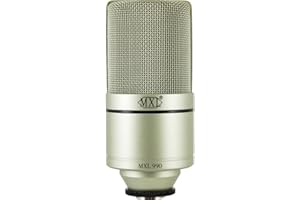 MXL 990 Condenser Microphone for Podcasting, Singing, Home Studio Recording, Gaming & Streaming | Detailed Sound | XLR | Large Diaphragm (Champagne)