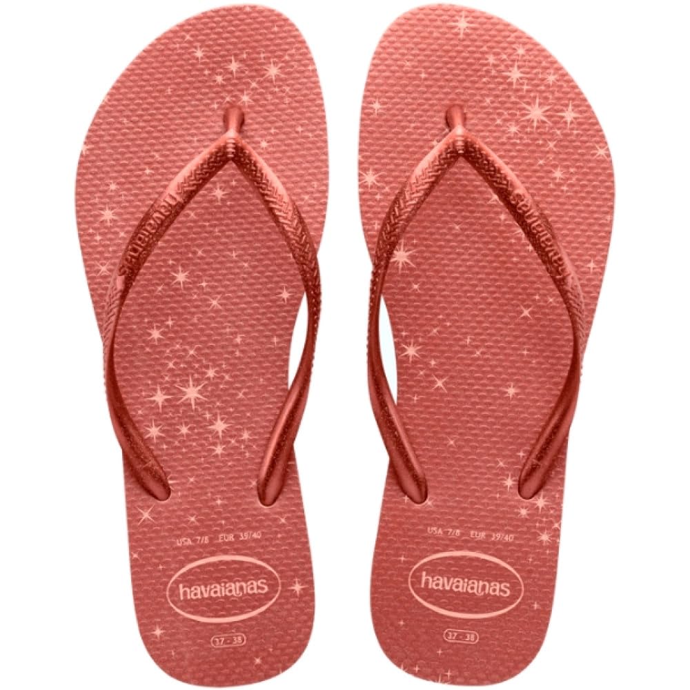 Havaianas Slim Gloss Girls Flip Flops | Color: Rose/Golden Blush | Size: 8/9 Child UK