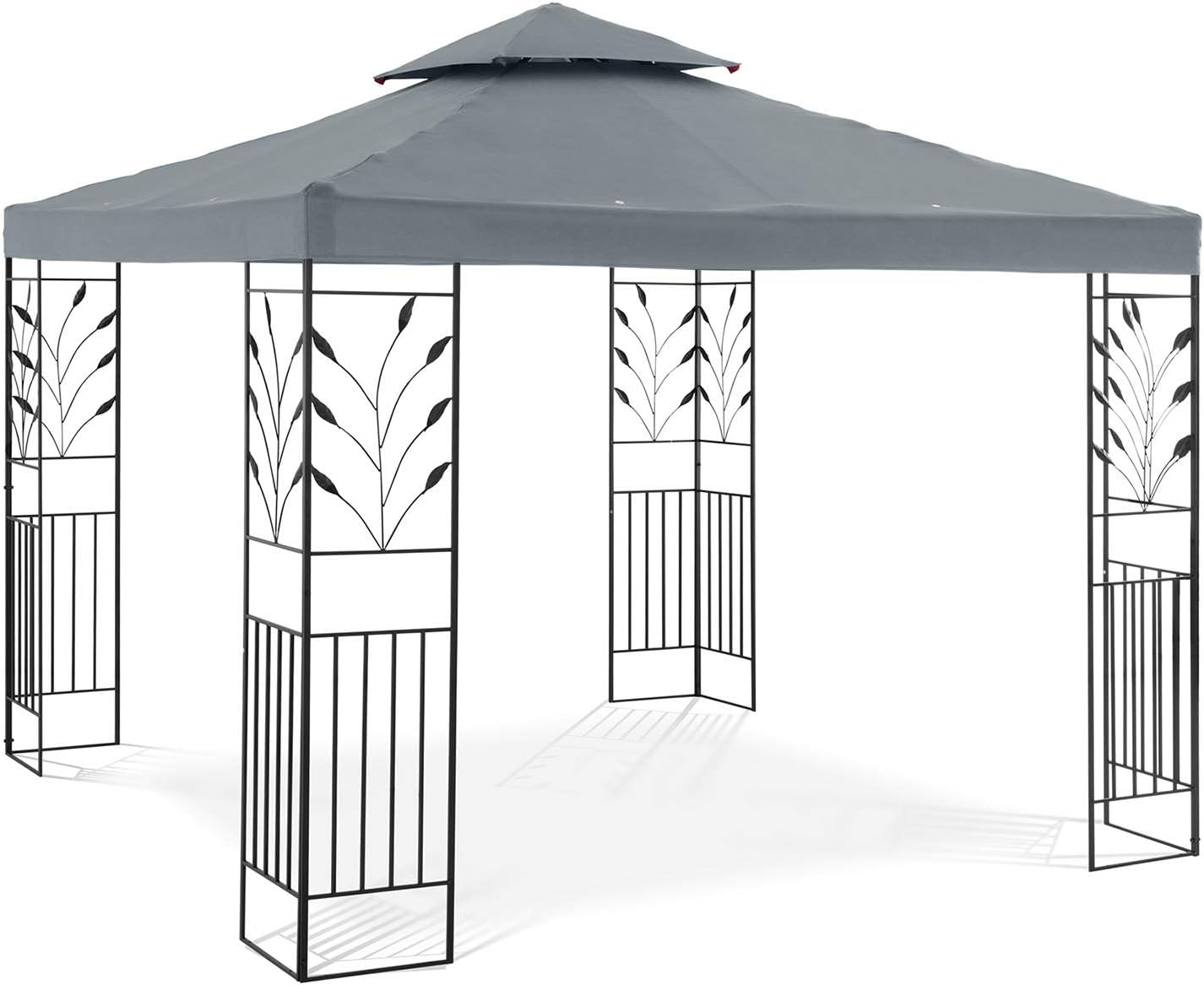 Uniprodo Garden Pavilion Outdoor Metal Gazebo Pergola Party Tent Square 3x3m Light Grey UNI_PERGOLA_3X3T (Height 2.60m, Powder-Coated Metal Frame, UV- & Water-Resistant)