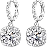 GIRIOIZ High-Carbon Diamond Hoop Earrings for Women Sterling Silver Cuff Earrings Drop Huggie Stud Halo Earrings with 18K
