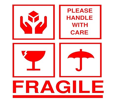 BlackDreams® Fragile-Handle with Care with Symbol Label/Sticker (1000