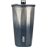 TYESO Stainless Steel Tumbler with straw inside Stainless steel wide-mouth vacuum insulation home office outdoor multi-color thermal insulation and cold insulation cover with 20oz (Sliver)