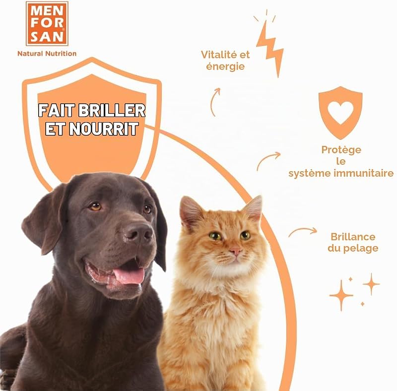 Huile de Saumon pour Chiens et Chats 500ml, avec Oméga 3 et 6, Donne Un Pelage Brillant et Améliore Le Système Immunitaire, Brun Clair,