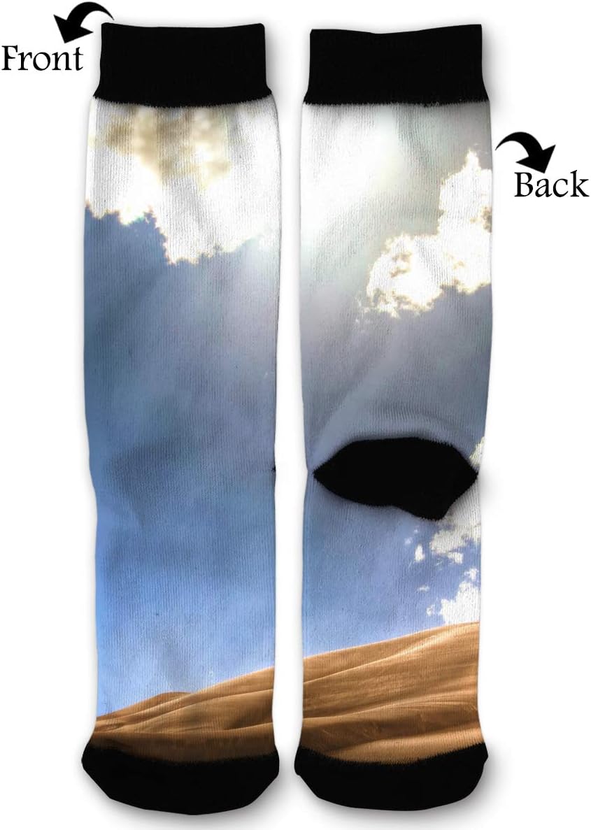 Sky Light Clouds Desert Sand Socks Funny Fashion Novelty Advanced Moisture Wicking Sock for Man Women
