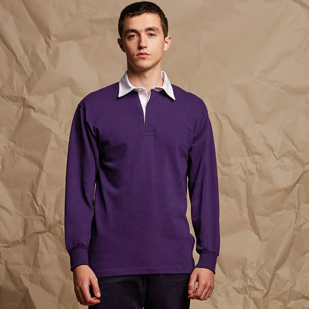 Front Row Long Sleeve Classic Rugby Shirt, 14 Colours, Small to XXL: Clothing