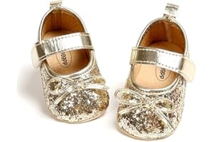 Meckior Infant Baby Girls Soft Sole Bowknot Princess Wedding Dress Mary Jane Flats Prewalker Newborn Light Baby Sneaker Shoes