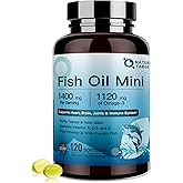 NATURE TARGET Fish Oil Mini 1400mg, High-Potency Omega 3 Supplement with Vitamins A & D3 & E, Supports Heart, Brain, Joints & lmmune System, Non-GMO, 120 Softgels, Wild-Caught
