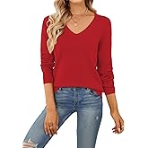 QUALFORT Women's Sweaters Long Sleeve Soft Lightweight Basic Knitted Pullover Sweater