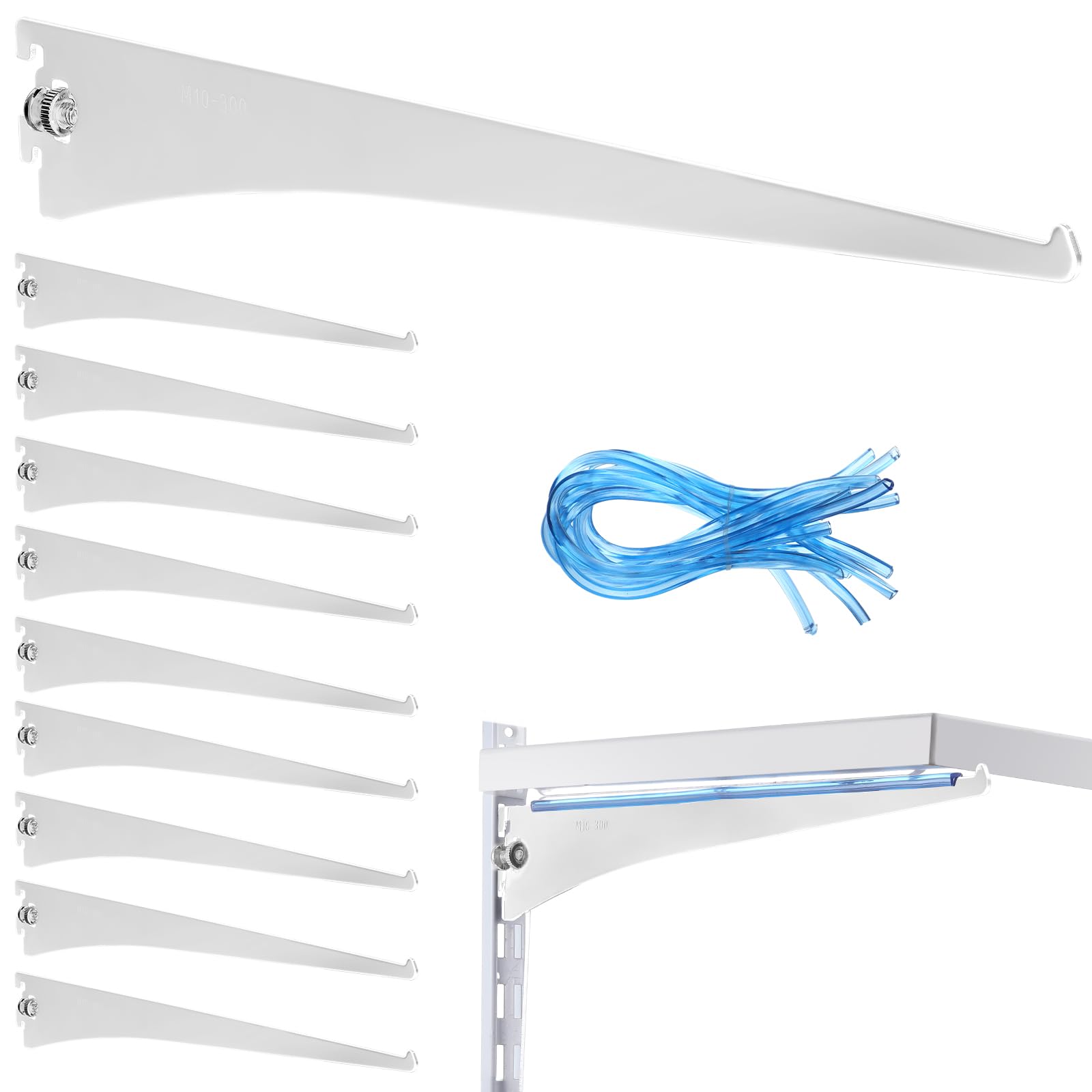 Photo 1 of Gisafai 10 Pack Shelf Bracket Adjustable Shelving Brackets Single Track Twin Track System Metal Stand for Shelving Shelf Standard Stand for Stores Closet Kitchen(White,12 Inch)