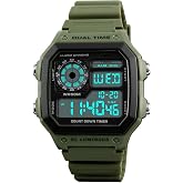 PASOY Men's Digital Sport Watch Waterproof Dual Time Stopwatch Countdown | Dual time/alarm/stopwatch/countdown/EL backlight/sporty style for gym/travel/outdoor use and light swimming