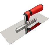 11" x 4" Stainless Steel Concrete Tools Flat Finishing Trowel, Soft Handle | Smooth Surface Finishing Hand Tools for Concrete, Cement &amp; Plaster, Mortar, Wall, Floor, Tile