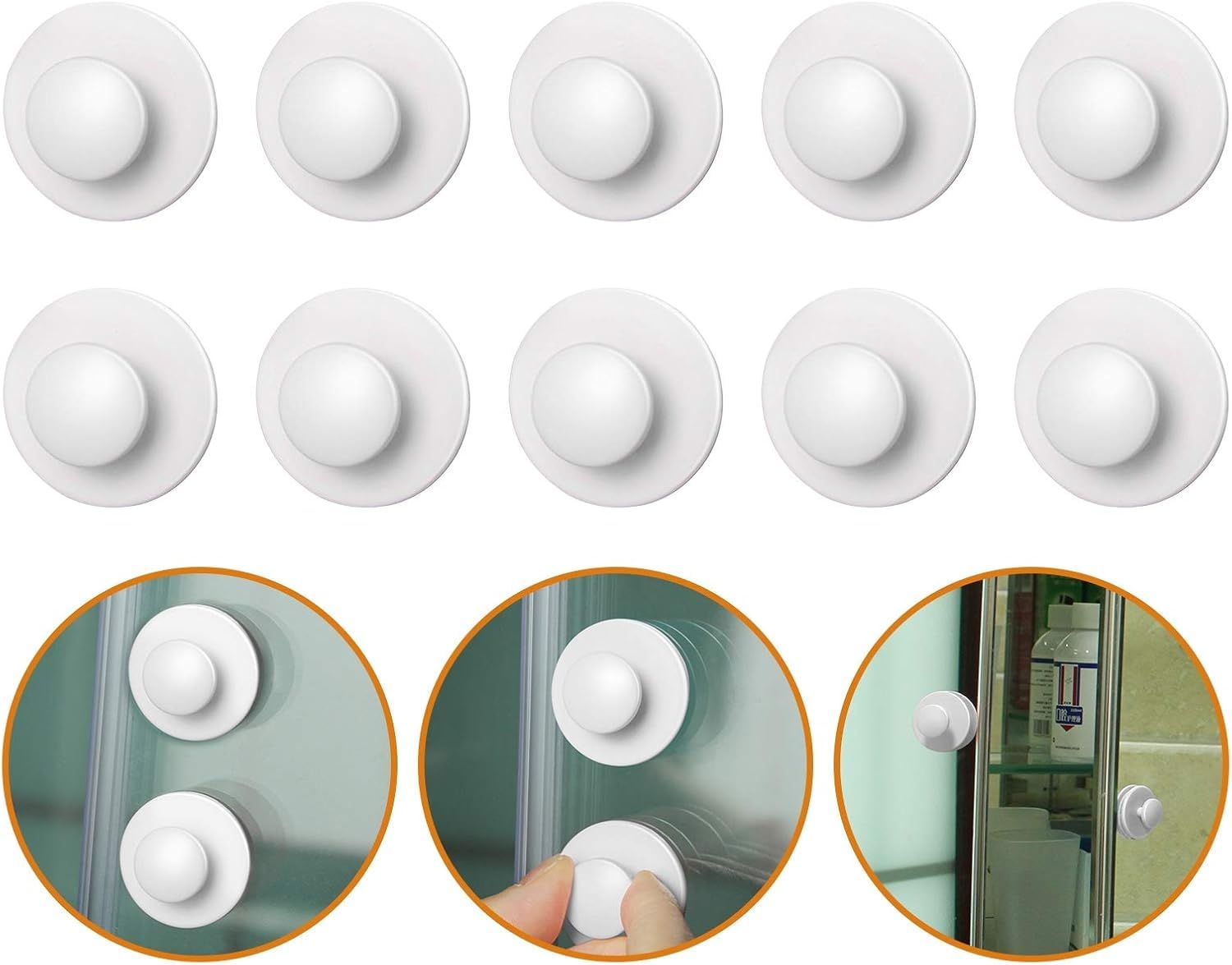 MOROBOR 20 Pack Self Adhesive Round Plastic Drawer Pulls for Kitchen Bathroom Drawer Pulls - No Drilling - White
