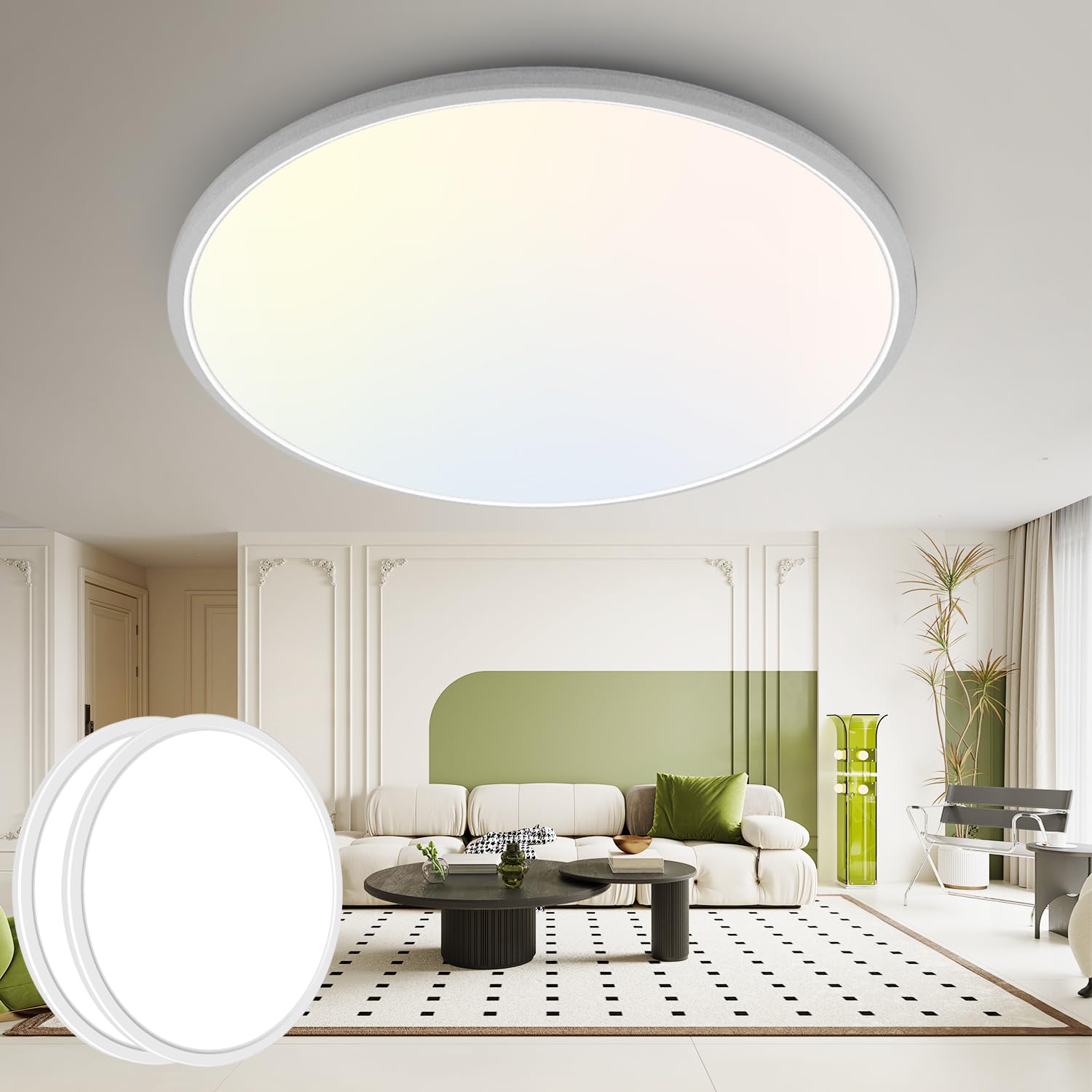 hepside 15.8INCH 2Pack Big Dimmable Flush Mount