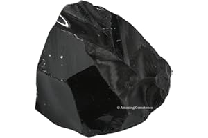 AMAZING GEMSTONE Black Obsidian Raw Crystals and Healing Stones, Natural Rocks for Tumbling and DIY Raw Stones and Crystals (1 Piece)