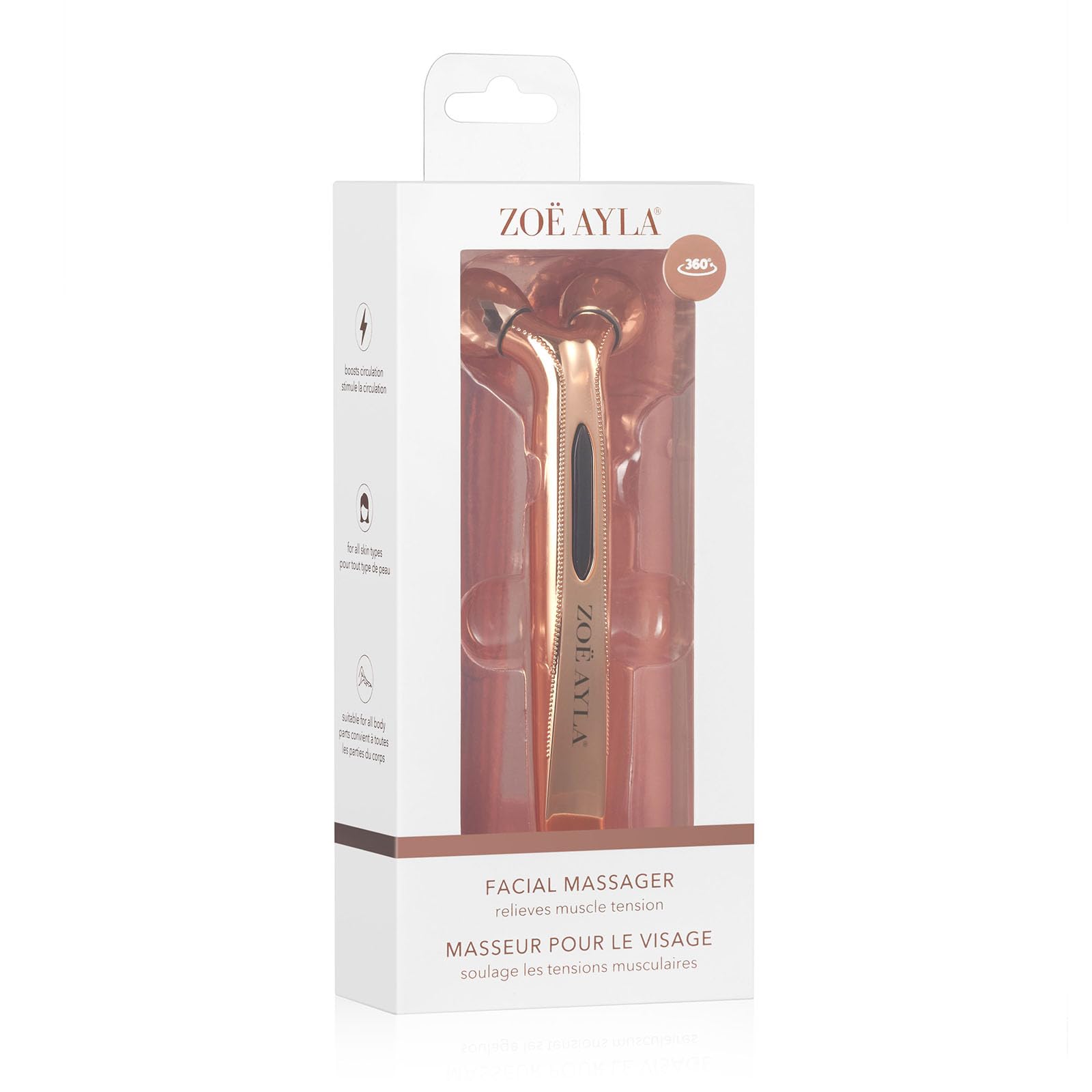 Zoë Ayla 3D Mini Face Massage Roller, Rosegold