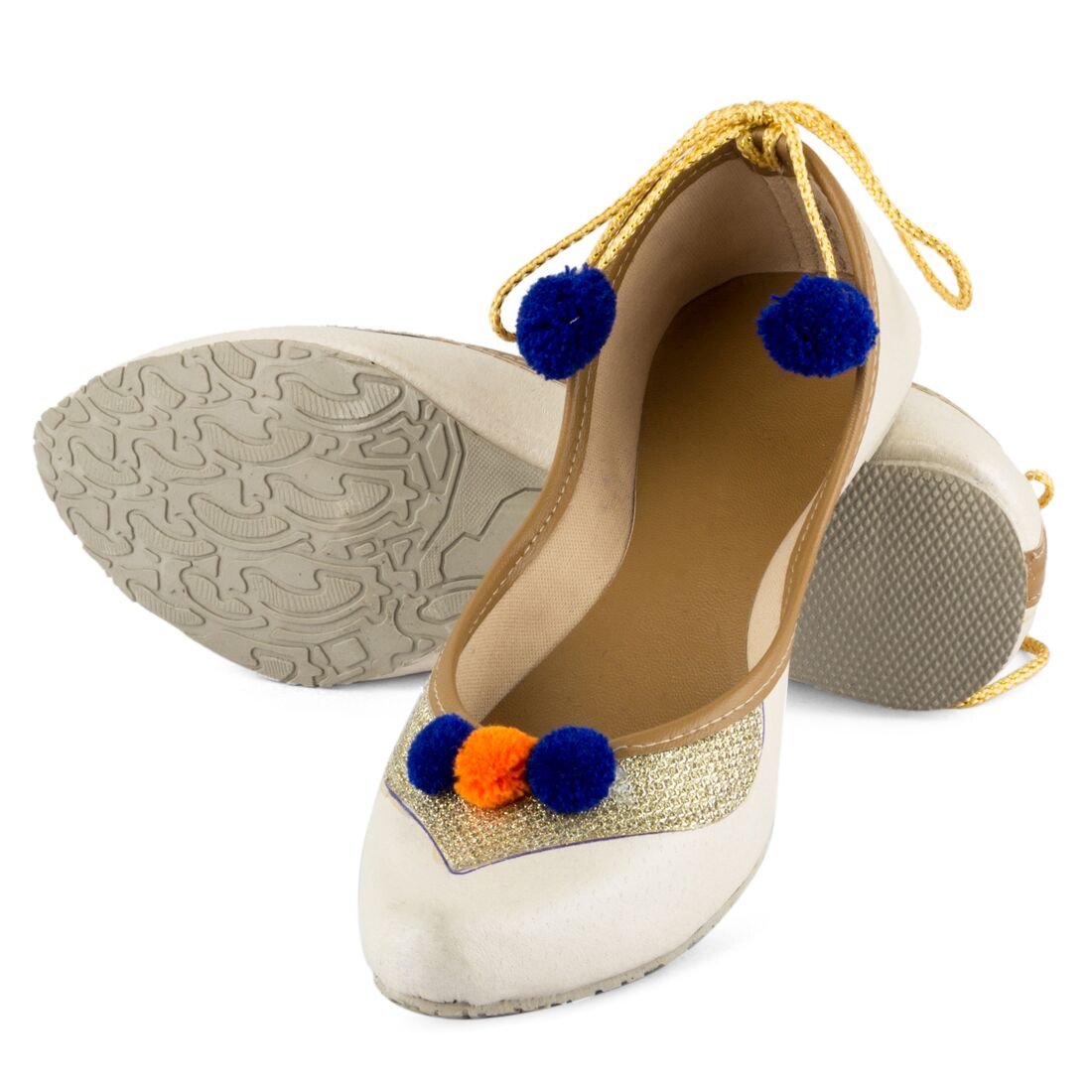 tashi women's beige & pink artificial leather jutis